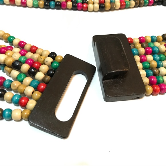 NWOT - Elastic Wood Bead Belt, Multicolor - Picture 5 of 7